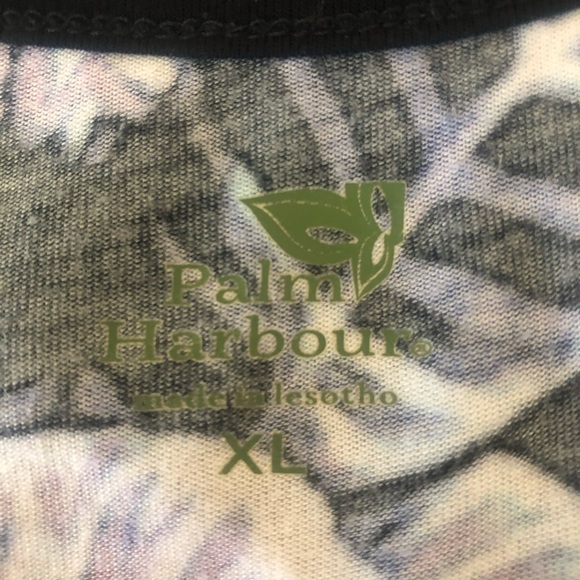 Palm Harbour Sleeveless Knit Tank Top Size XL Blue Black Palm Leaf Design GUC - Picture 5 of 13